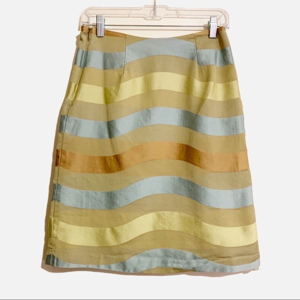 J. McLaughlin Multi Block Striped Lined Pencil Midi Skirt. Size 4 - Picture 2 of 5